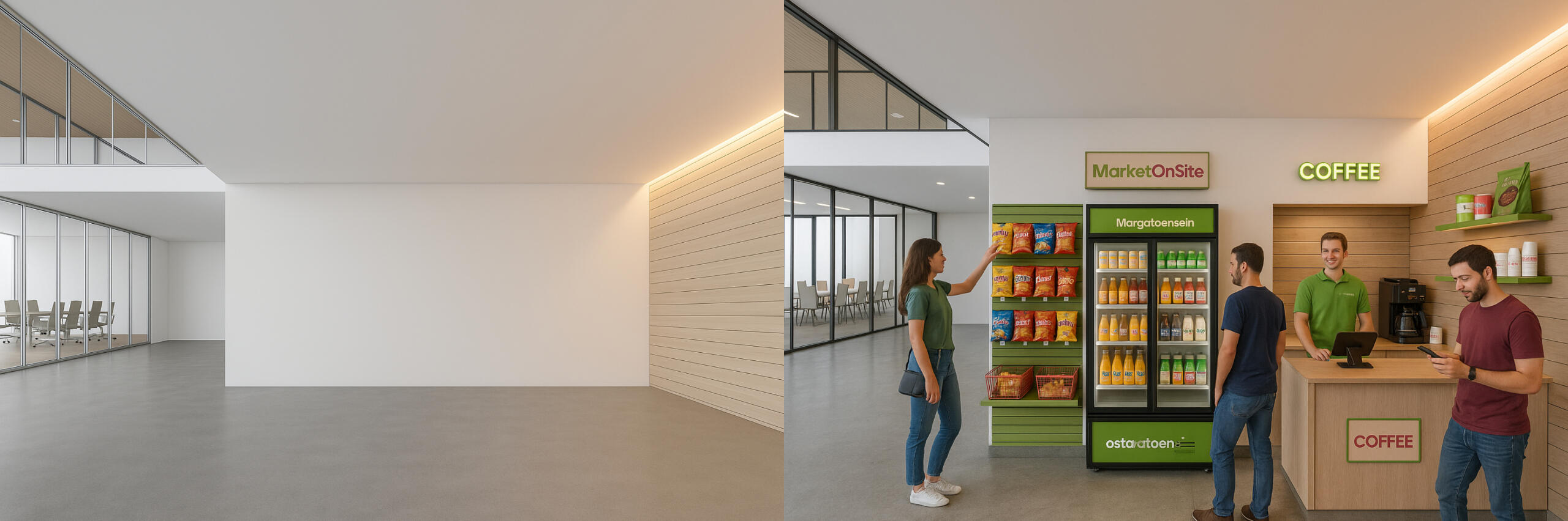 Espacio sin propósito vs. Centro de productividad y conexión